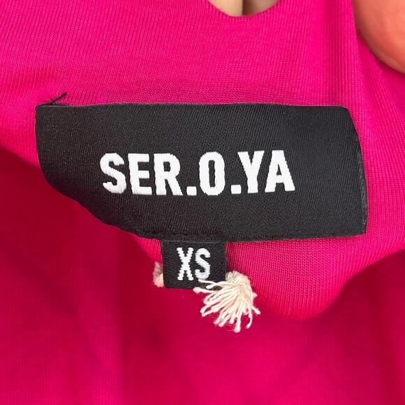 NWT SER.O.YA Seroya Brogan Dress Strappy Open Back Stretch Jersey Midi Pink XS - Picture 6 of 12